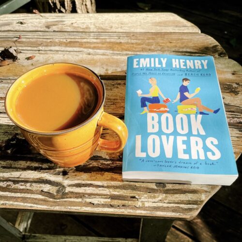 Book Lovers book with coffee on table